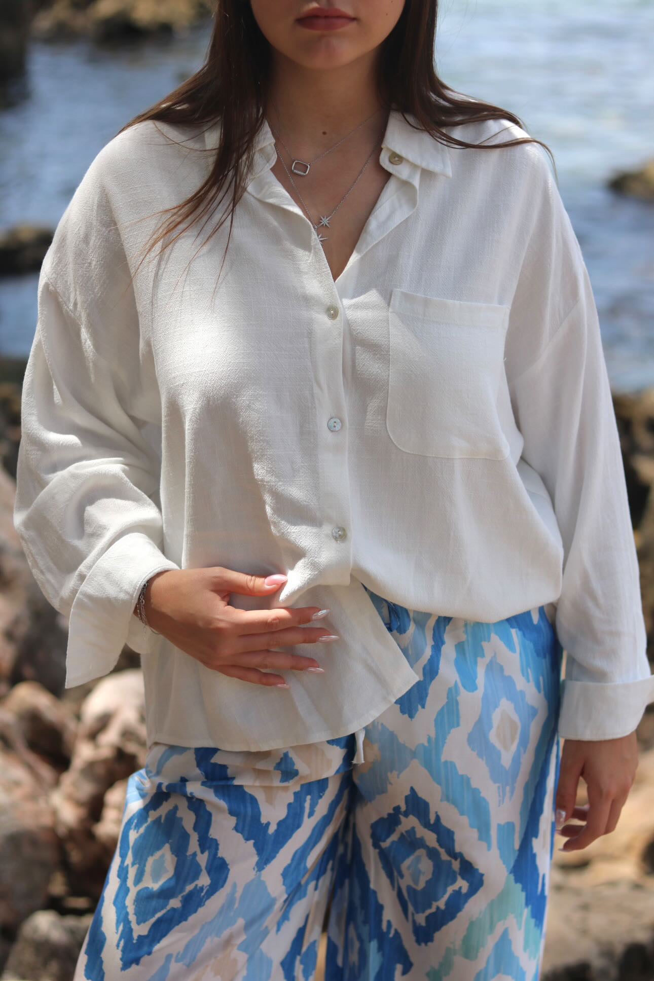 Chemise en lin blanche