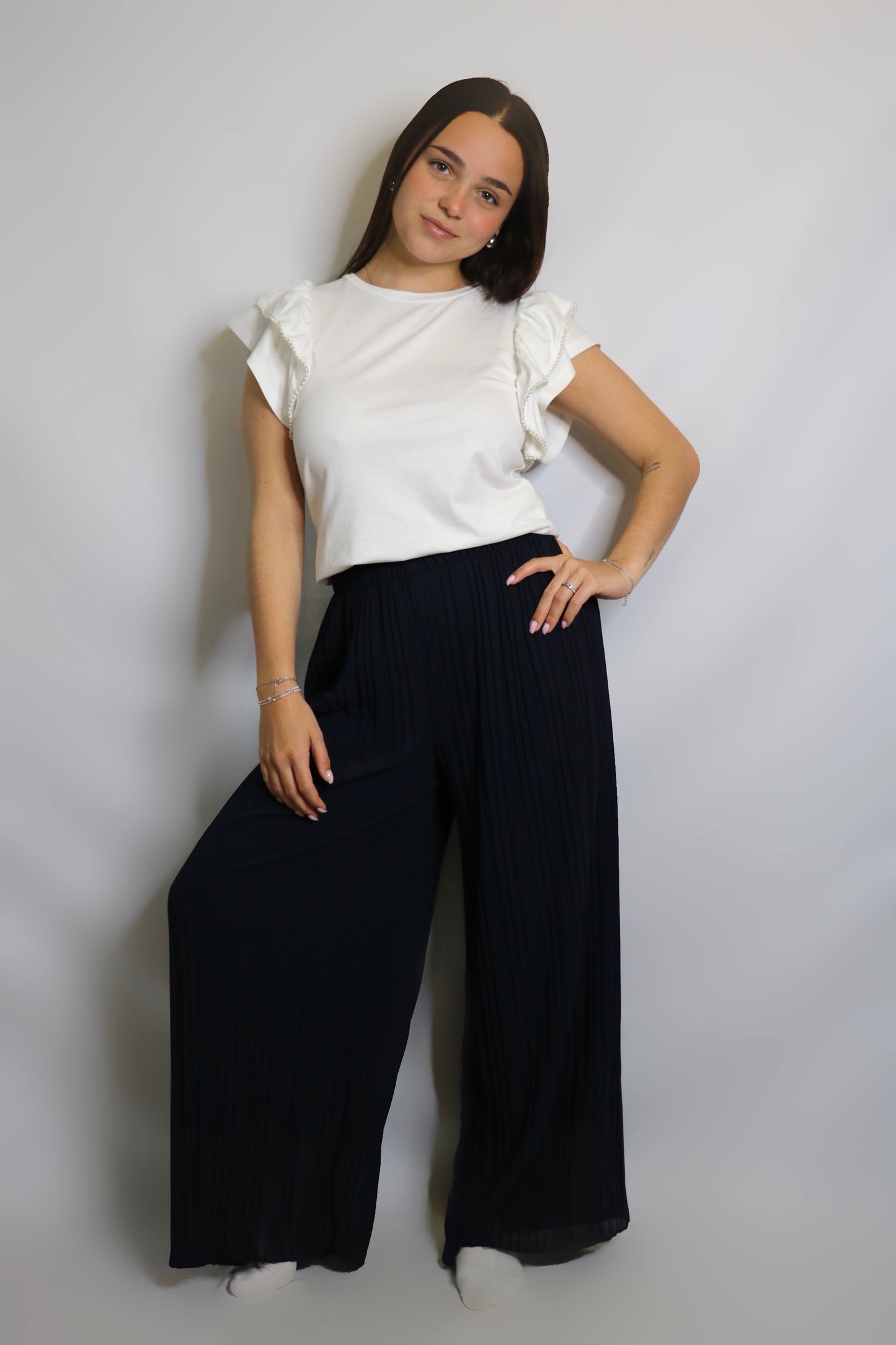 Pantalon plissé MAÉ bleu marine
