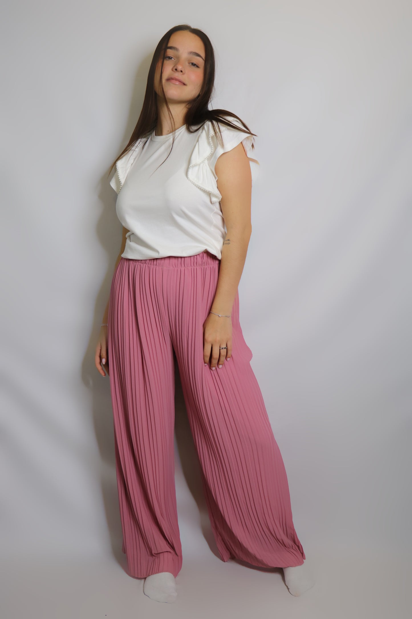 Pantalon plissé MAÉ rose