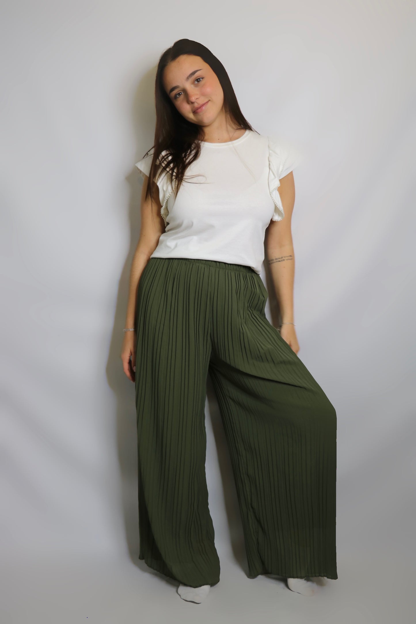 Pantalon plissé MAÉ kaki