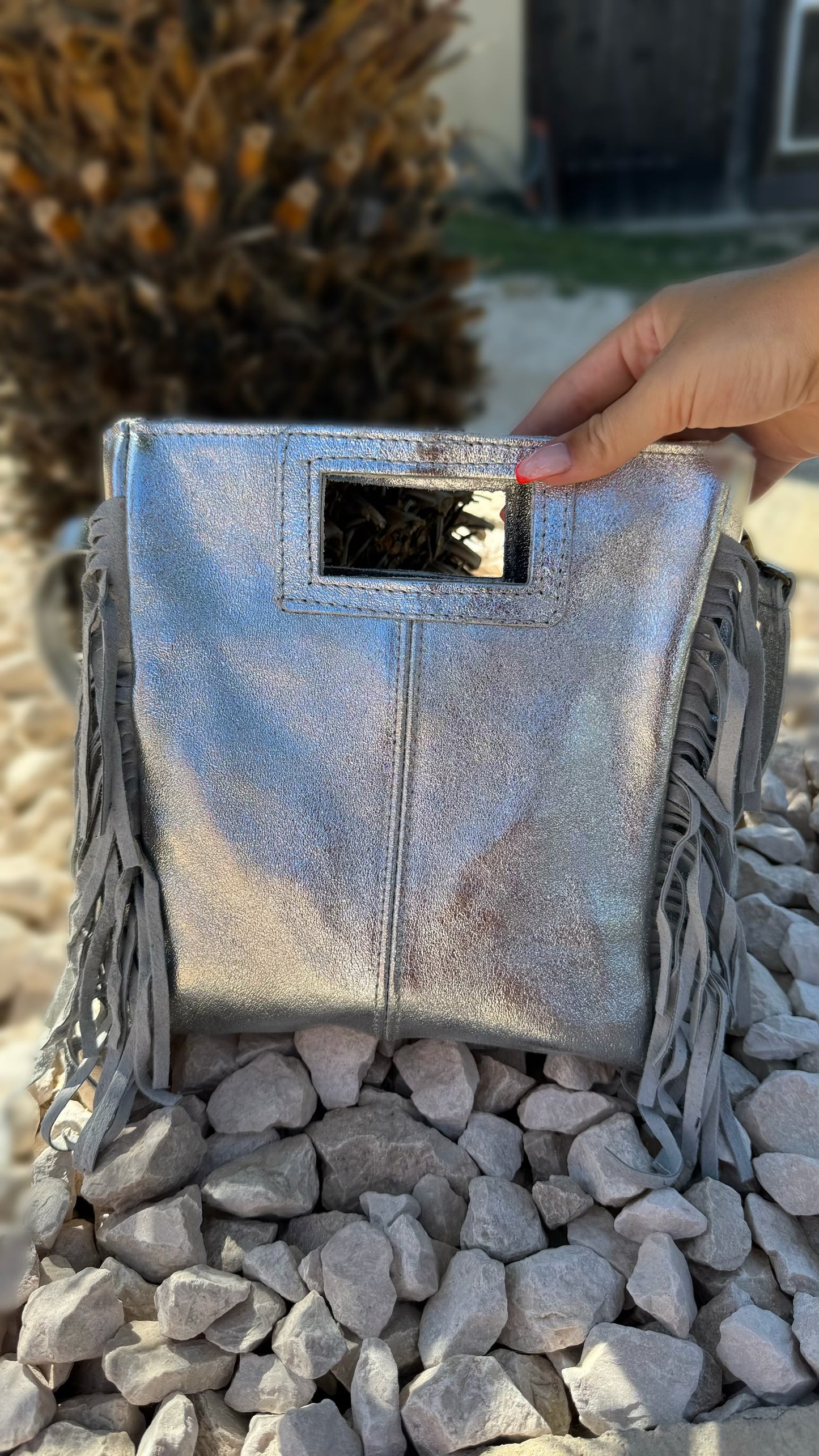 Sac à main argenté