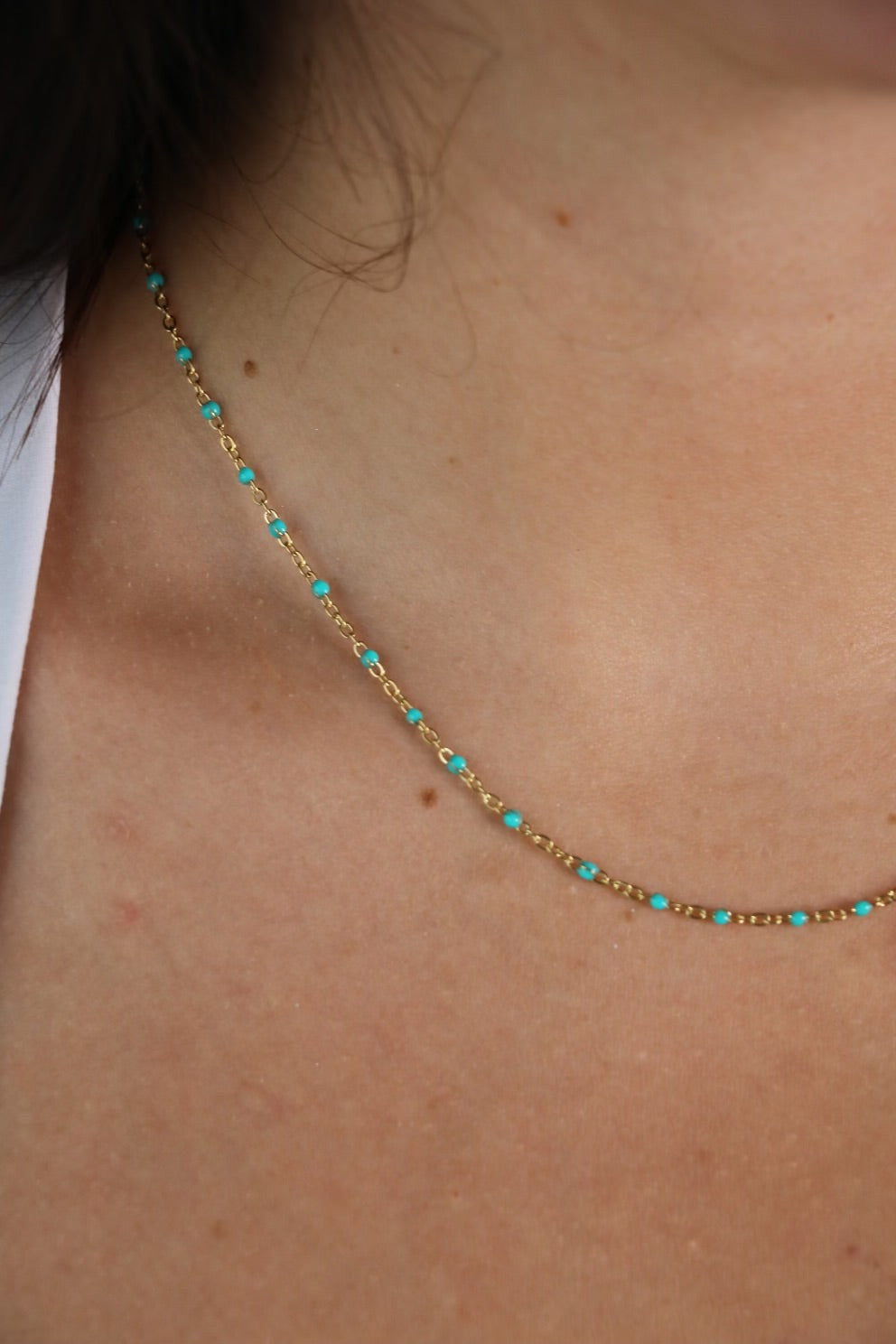 Collier perles bleu turquoise