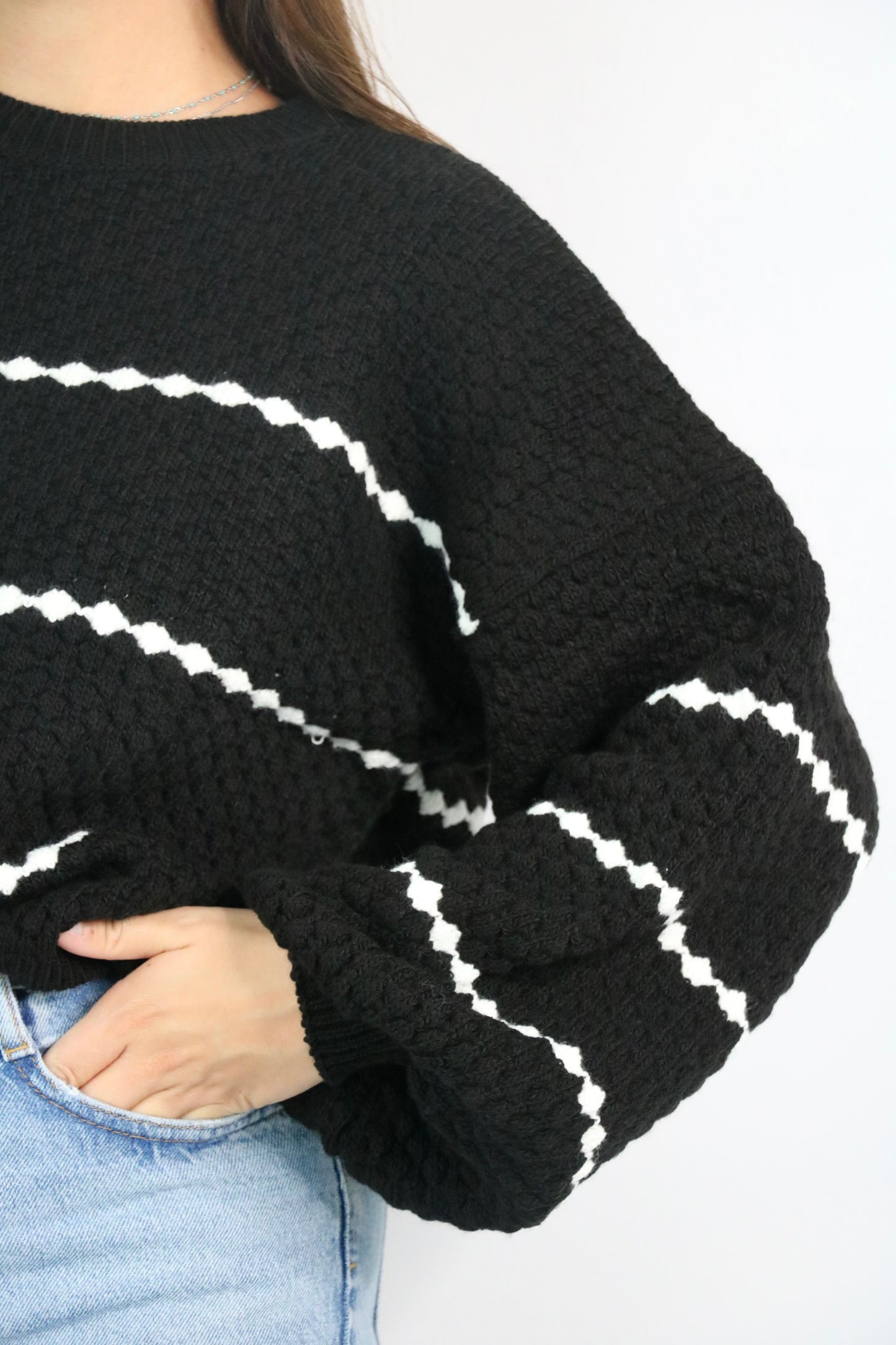 Pull à rayures noir AMBRE
