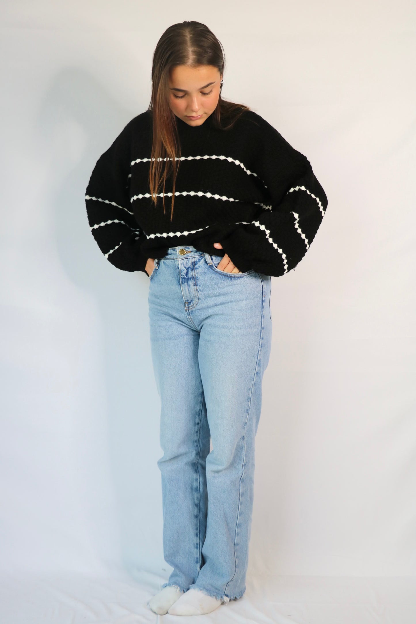 Pull à rayures noir AMBRE