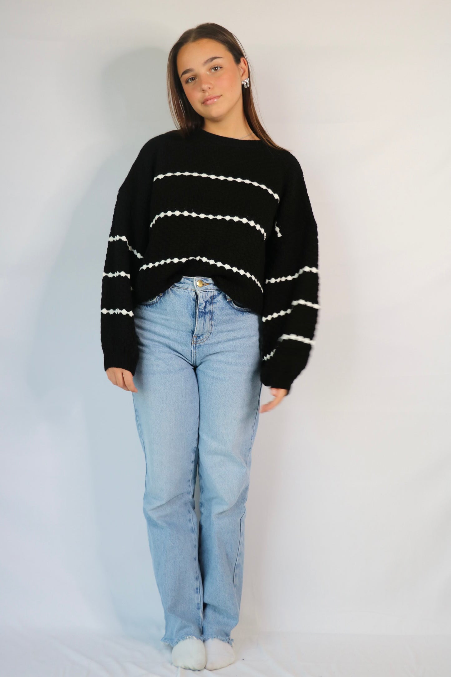 Pull à rayures noir AMBRE