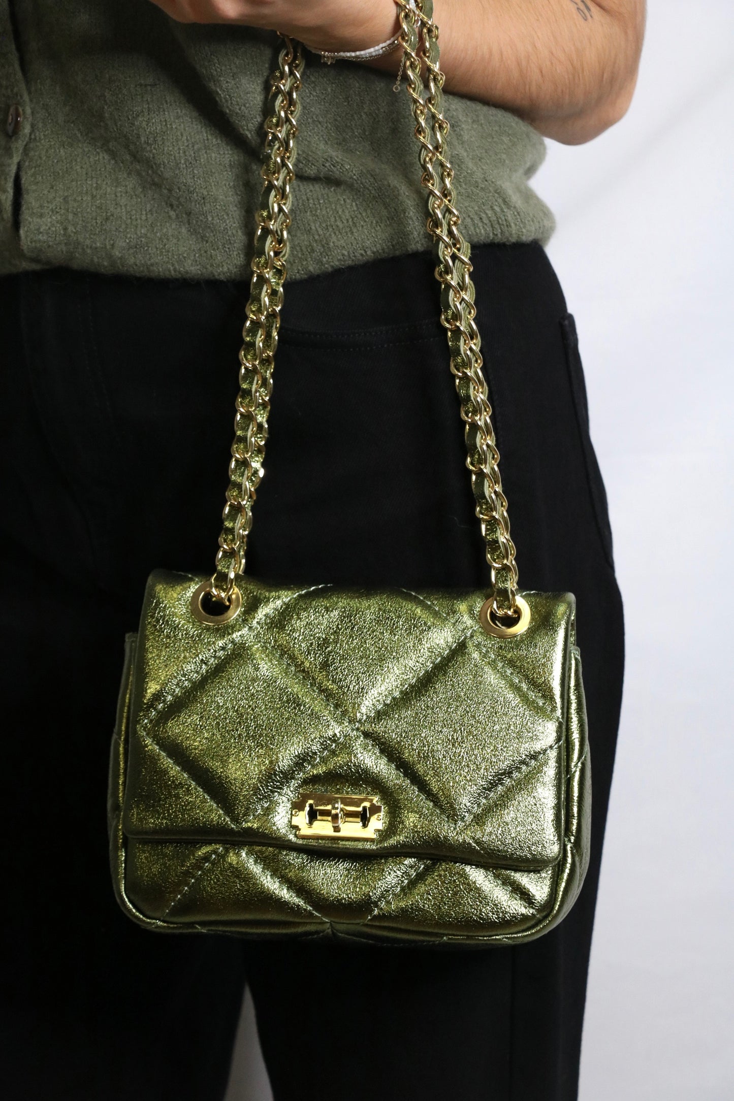 Sac en cuir vert