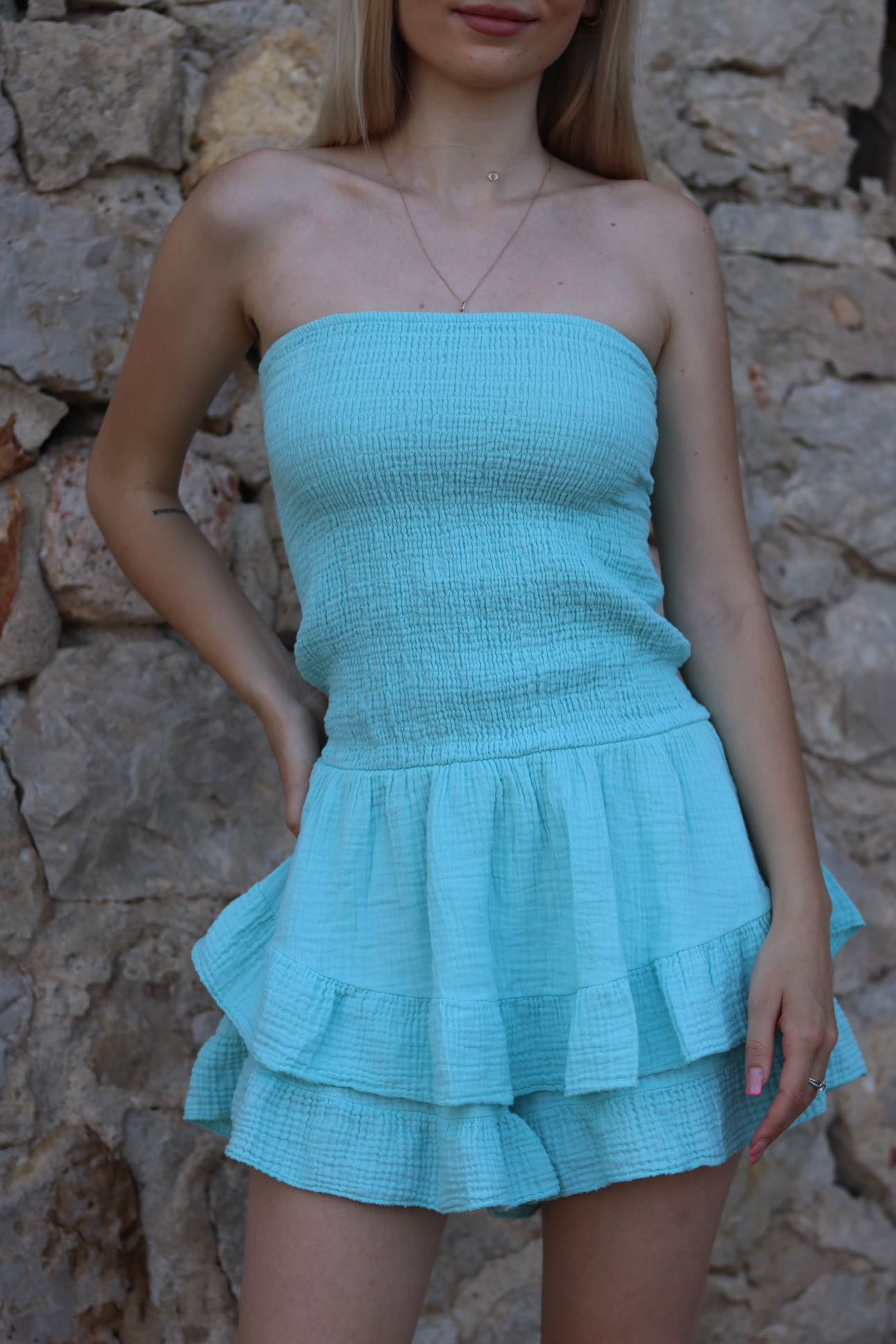 Combi Short Bustier LOU Turquoise