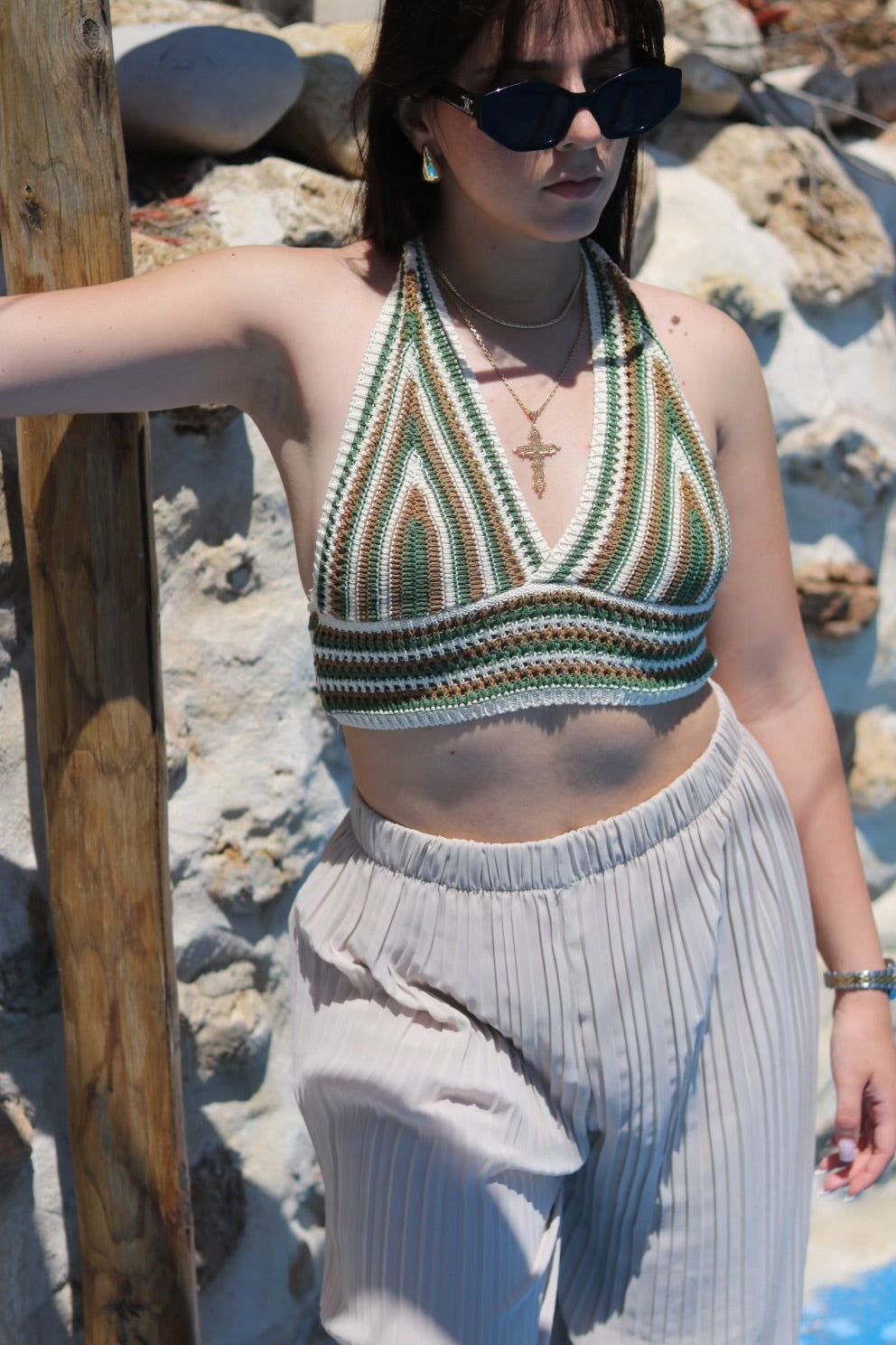 Top crochet LILY kaki