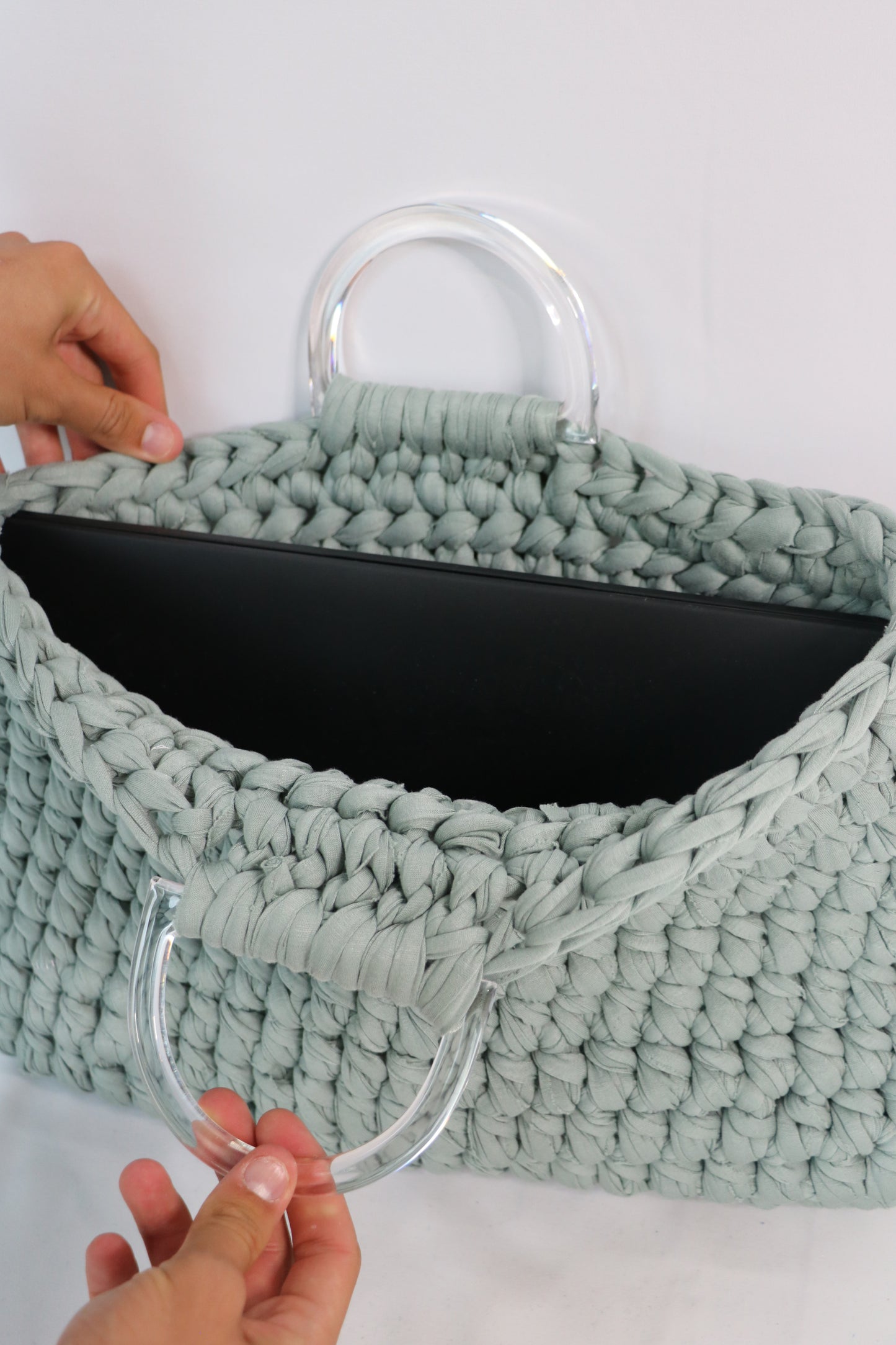 Sac en crochet vert