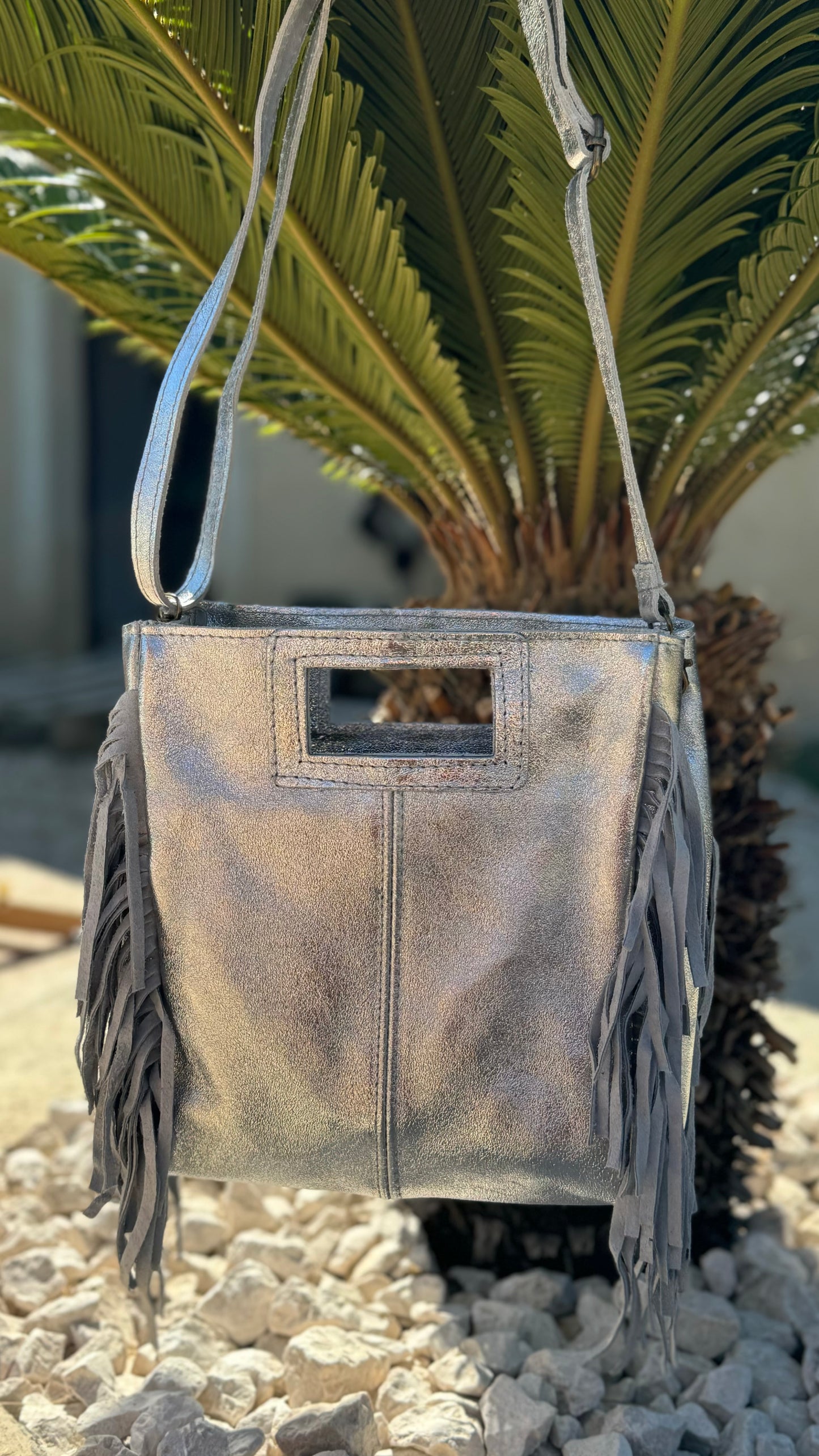 Sac à main argenté