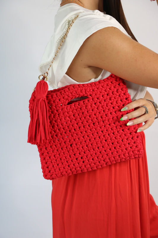 Sac en crochet rouge