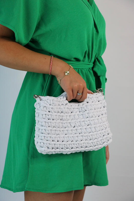 Sac en crochet blanc/argenté