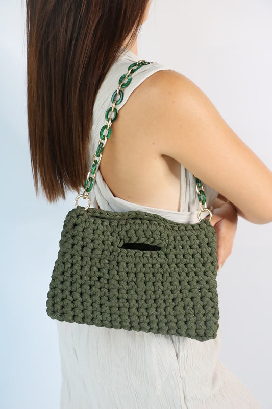 Sac en crochet kaki
