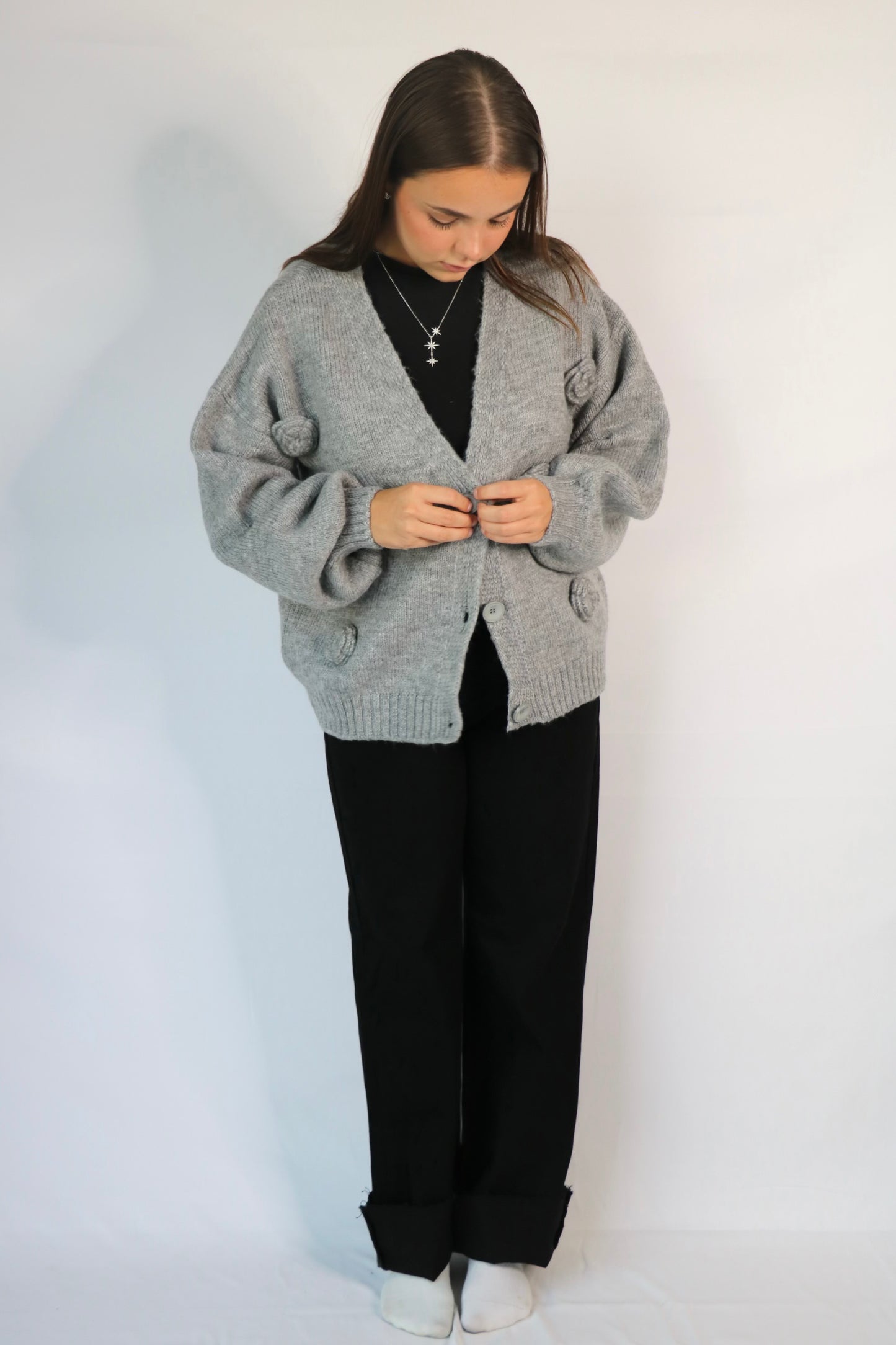 Gilet MELIA à fleurs gris