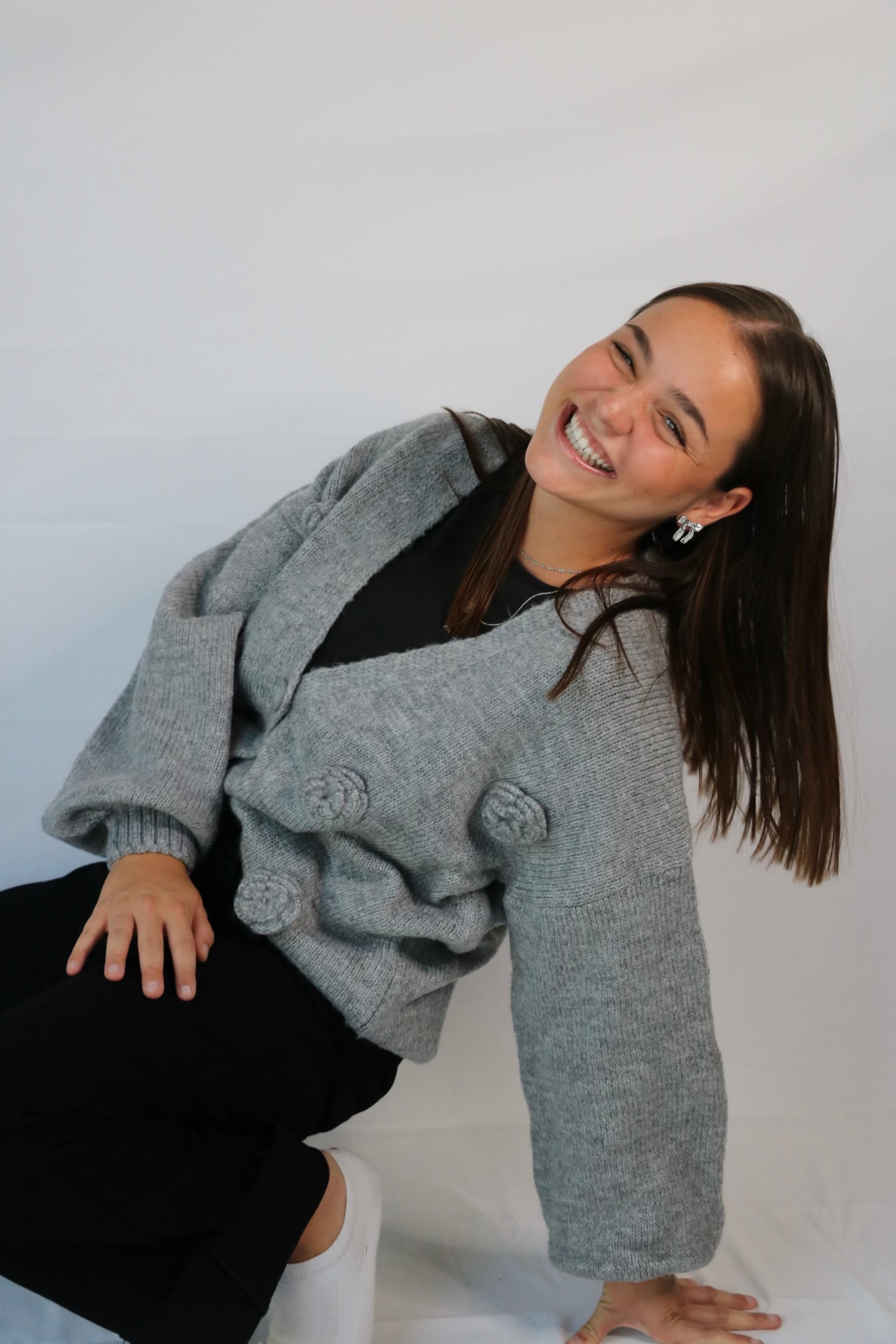 Gilet MELIA à fleurs gris