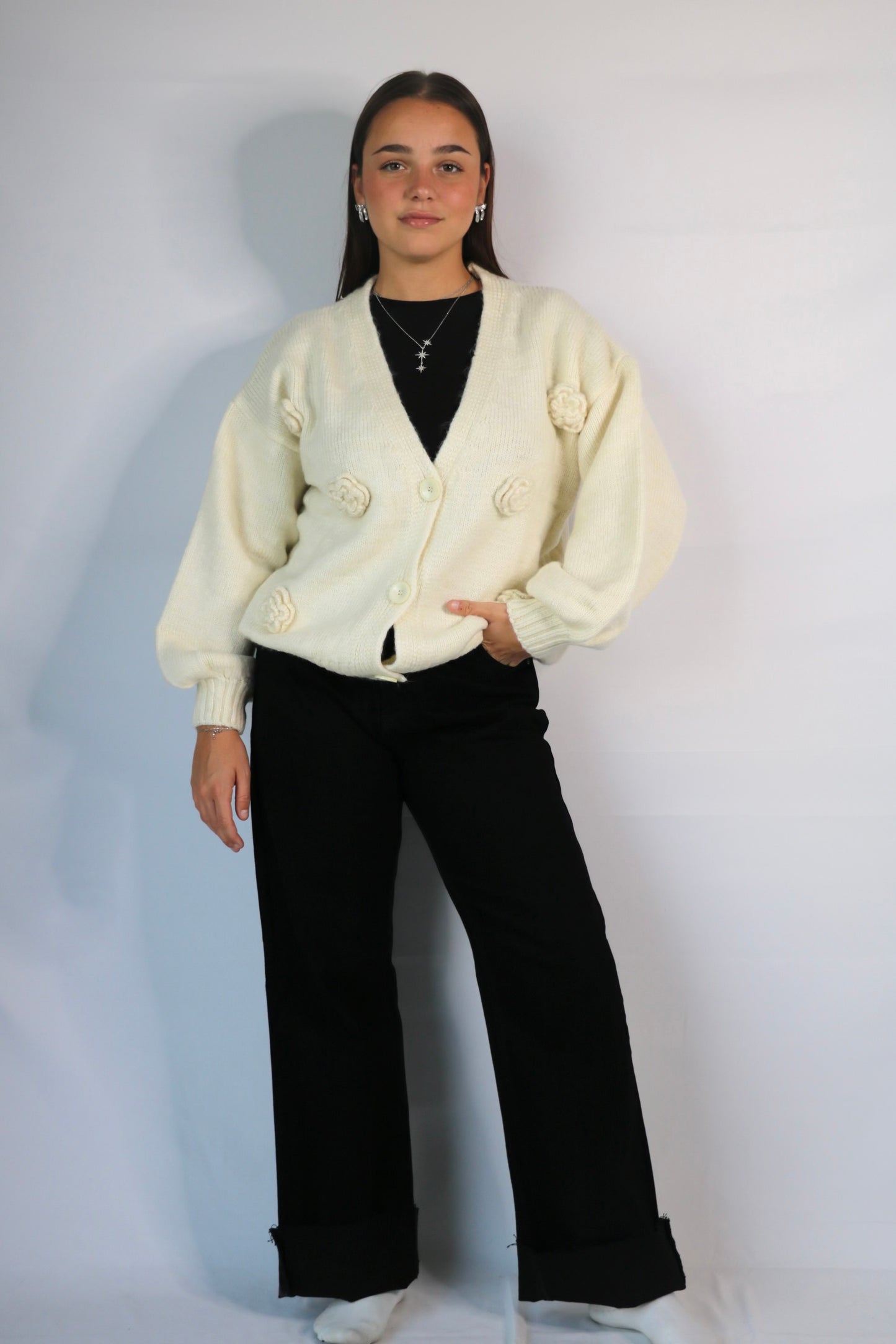 Gilet MELIA à fleurs beige