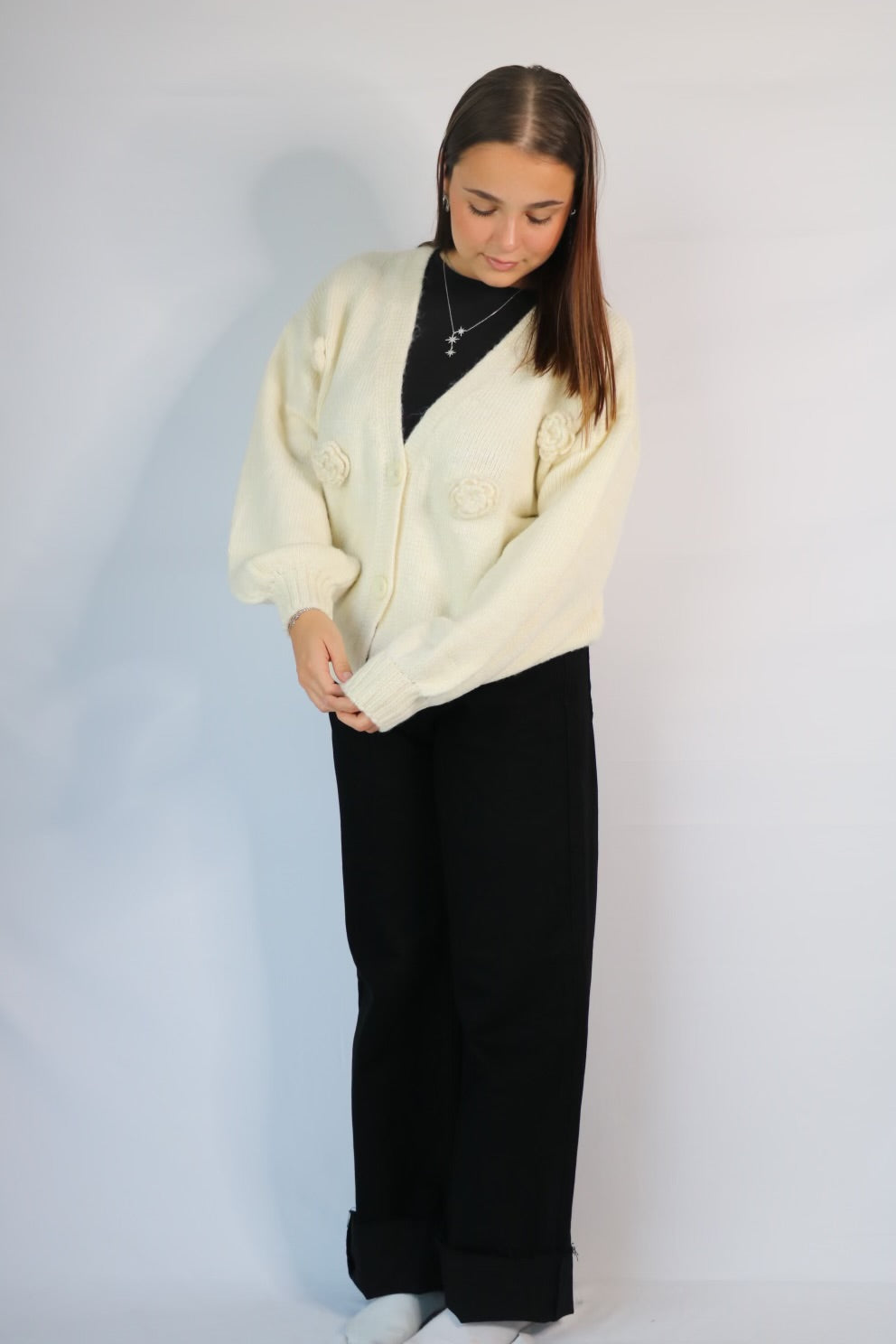Gilet MELIA à fleurs beige