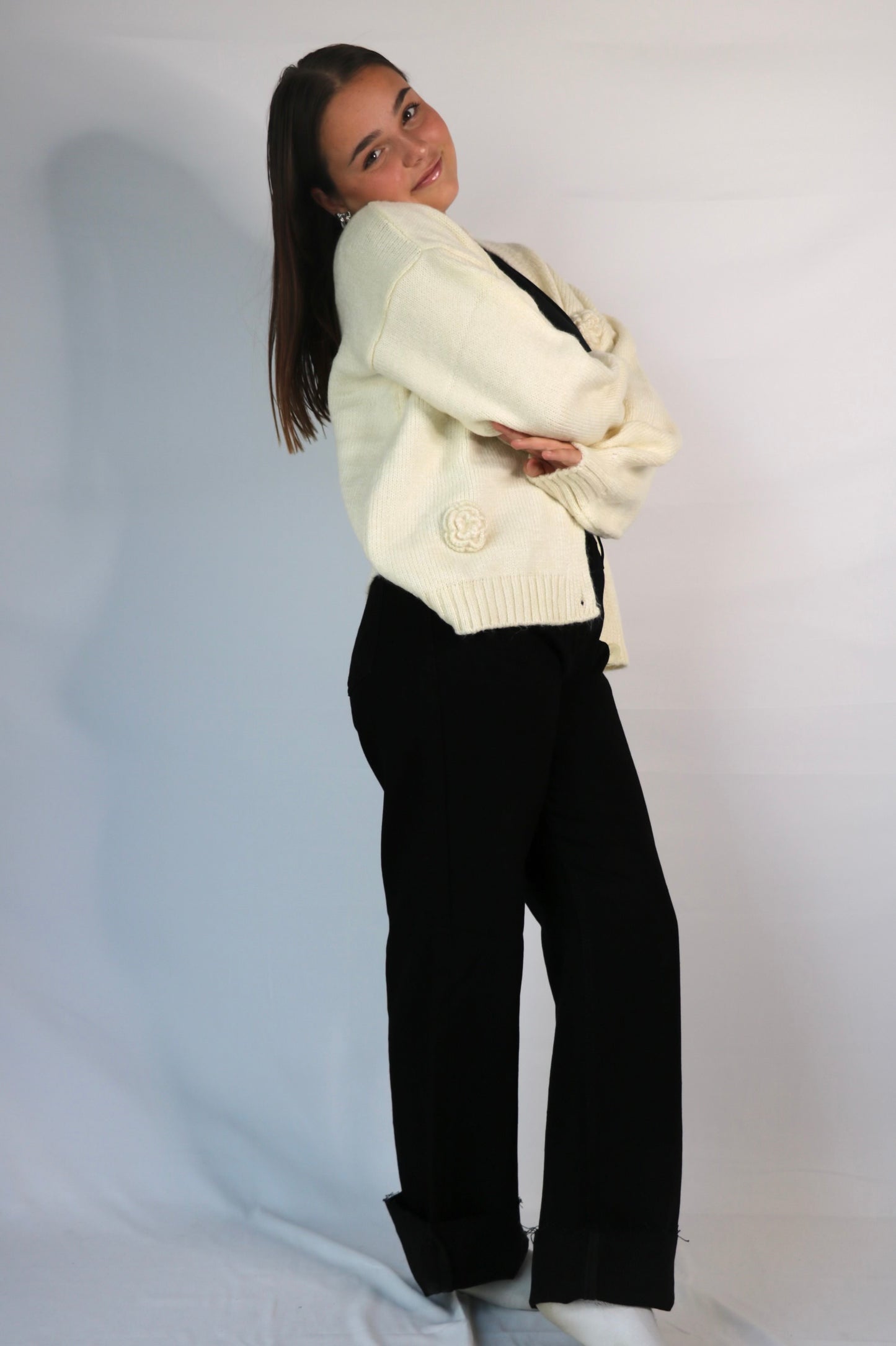 Gilet MELIA à fleurs beige