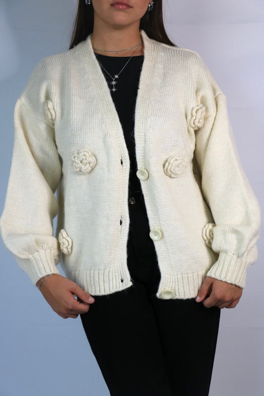 Gilet MELIA à fleurs beige