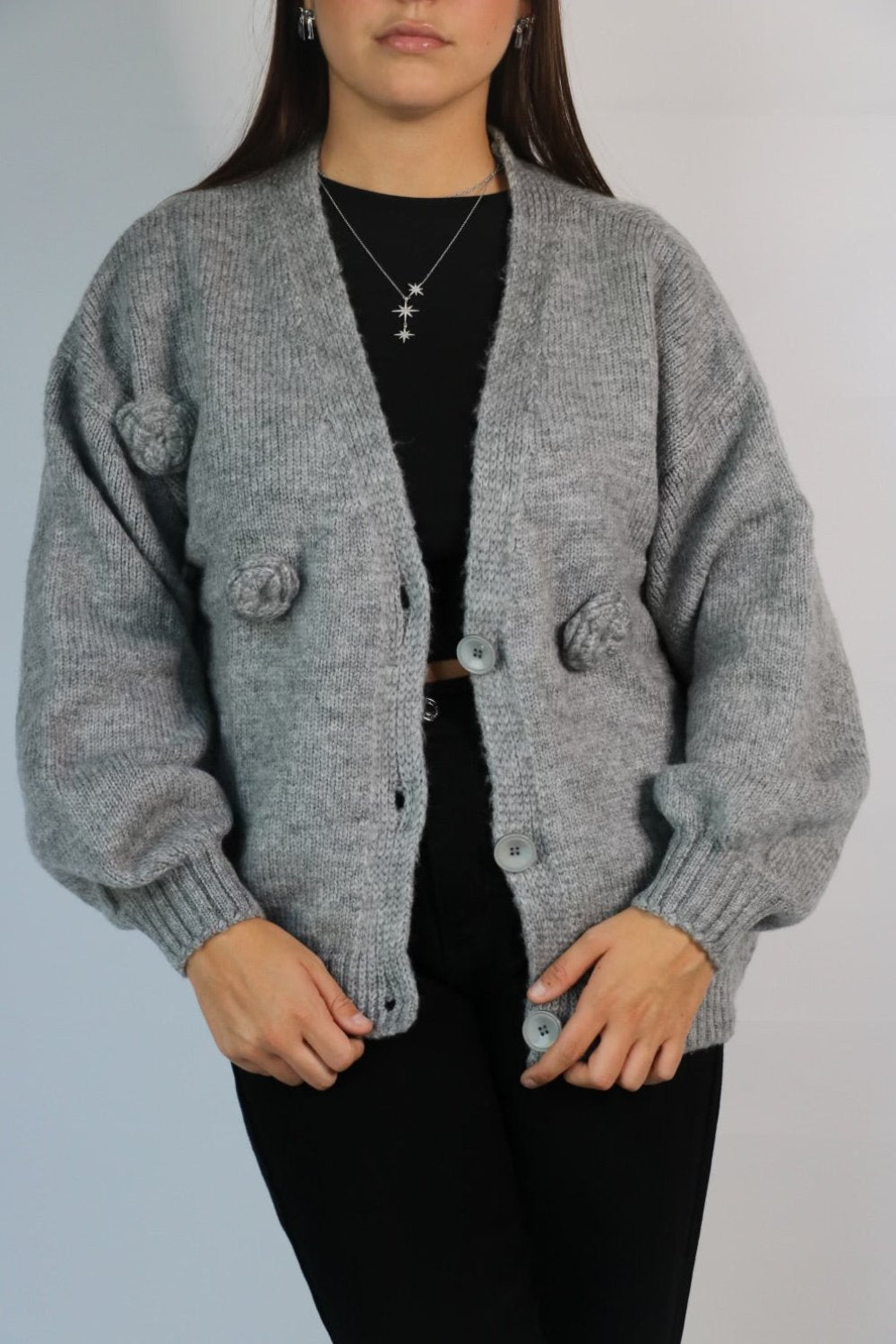 Gilet MELIA à fleurs gris