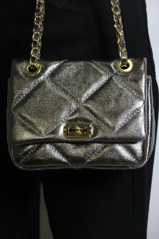 Sac en cuir gris