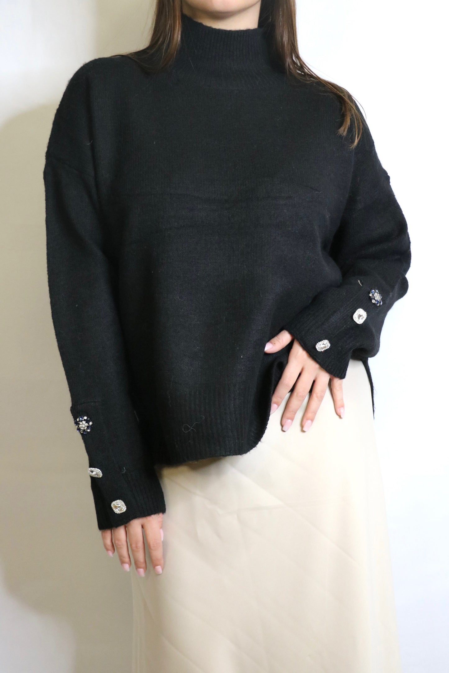 Pull col montant MARINE noir