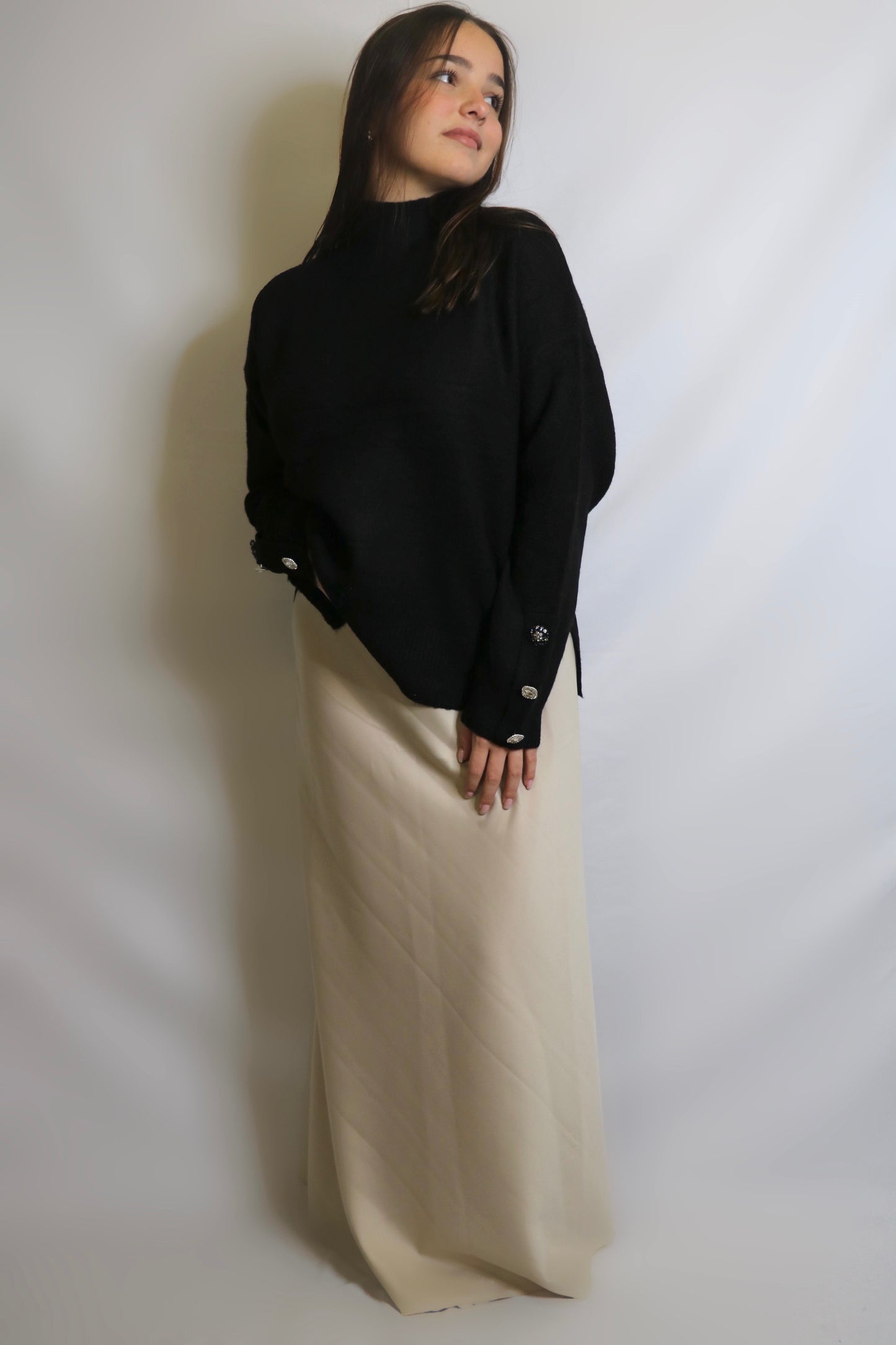 Pull col montant MARINE noir